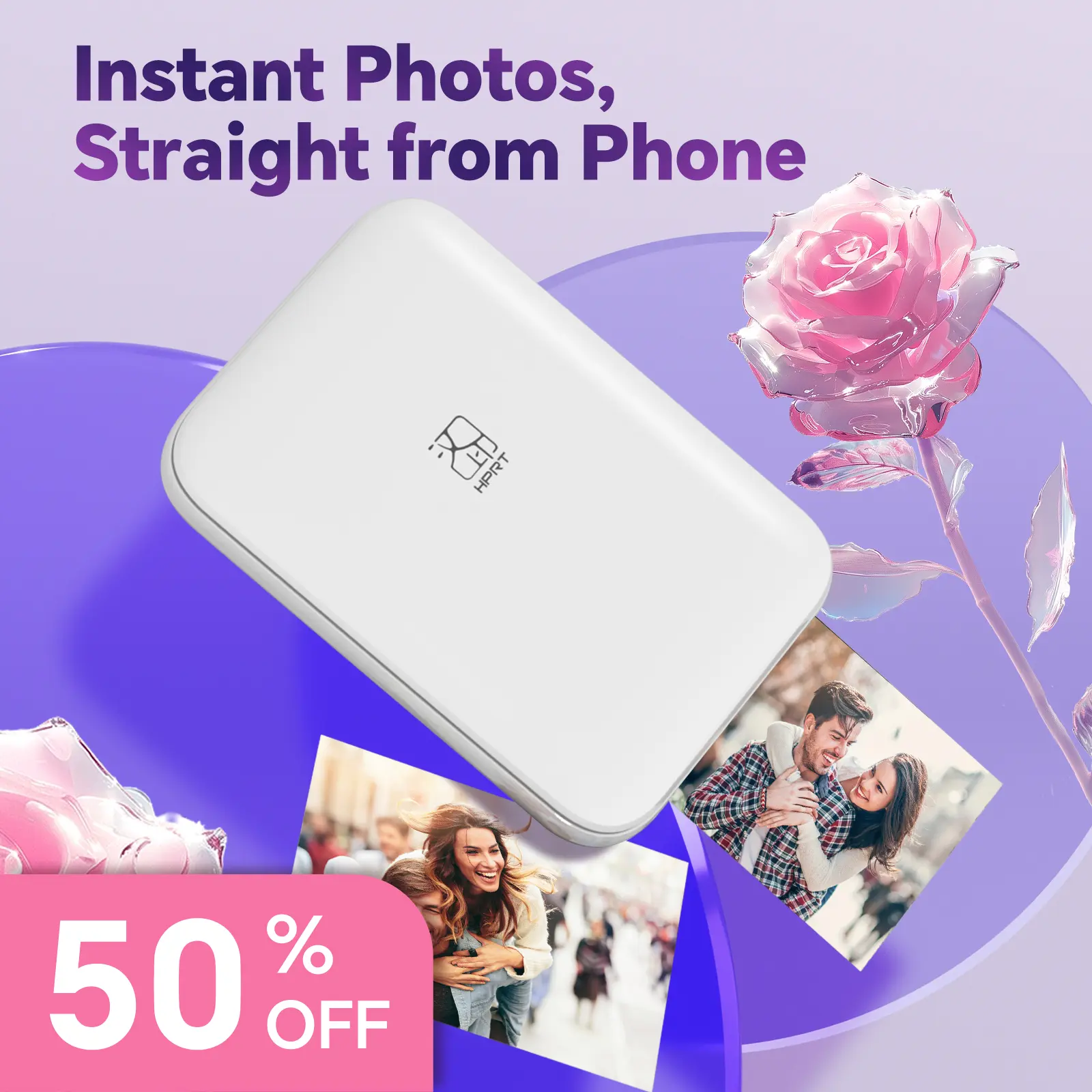 HPRT MT53 Mini Photo Printer - 2x3" Self-Adhesive Instant Color Photos, Lightweight Compact Wireless Bluetooth Sticker Printer for iPhone & Android, Included Supplies, Ideal Gifts & Mini Useful Gifts#SummerSale,back to school,back to school haul