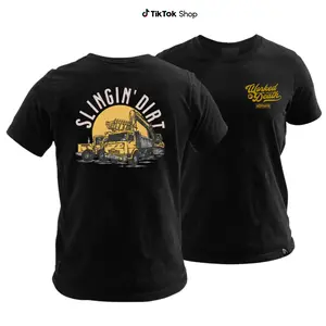 Slingin’ Dirt Construction Worker T-Shirt 2 Sided, Funny Excavator Operator Graphic Tee Blue Collar Workwear Style, Casual Wear, For Men, Gift for Heavy Equipment Operators