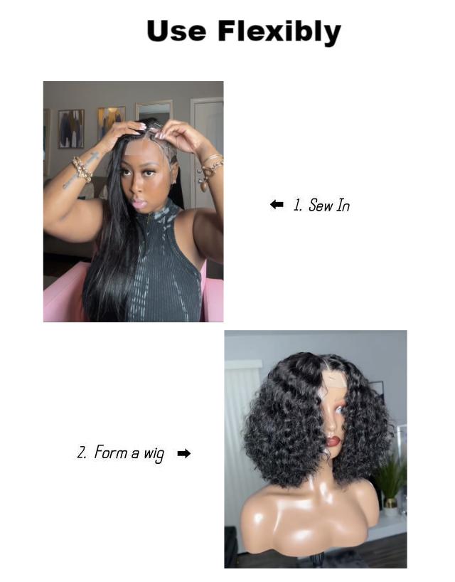 [Wequeen] Upgrade 2x6 4x4 Deep Wavy Kinky Curly Transparent Lace Closure Human Hair #1B Natural Black