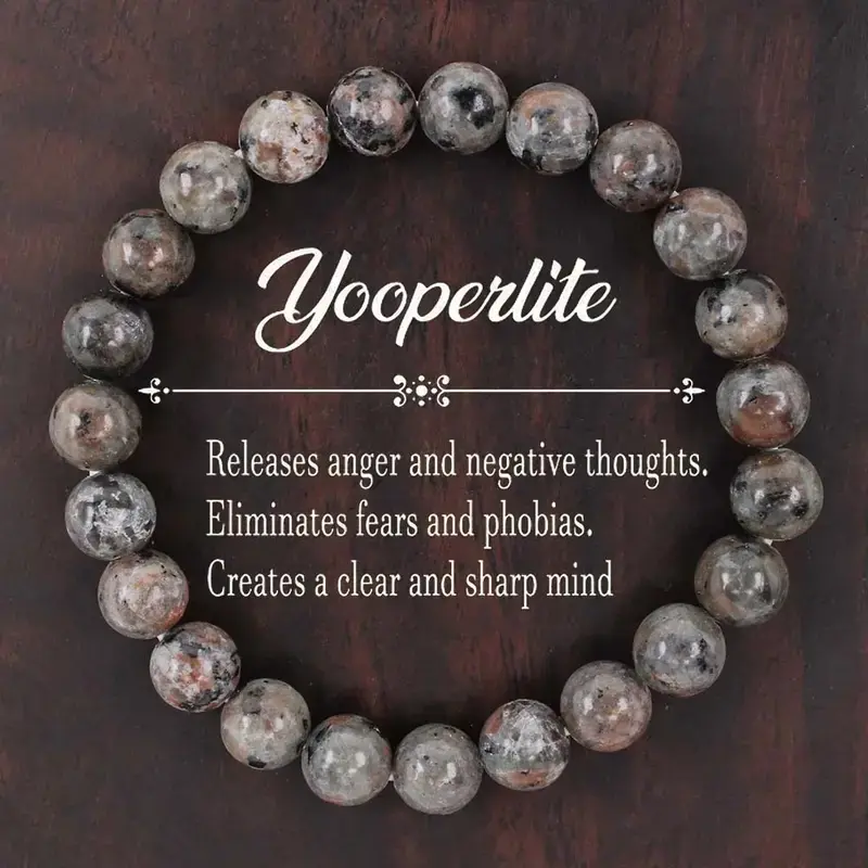Yooperlite Bracelet Releases Anger And Negative Thoughts, Eliminates Fears And Phobias, Creates A Clear And Sharp Mind Healing Crystal Bead Gorgeous Stone Gemstone Jewelry Energy Girlfriend Boyfriend Souvenir Valentine Anniversary Birthday Gift