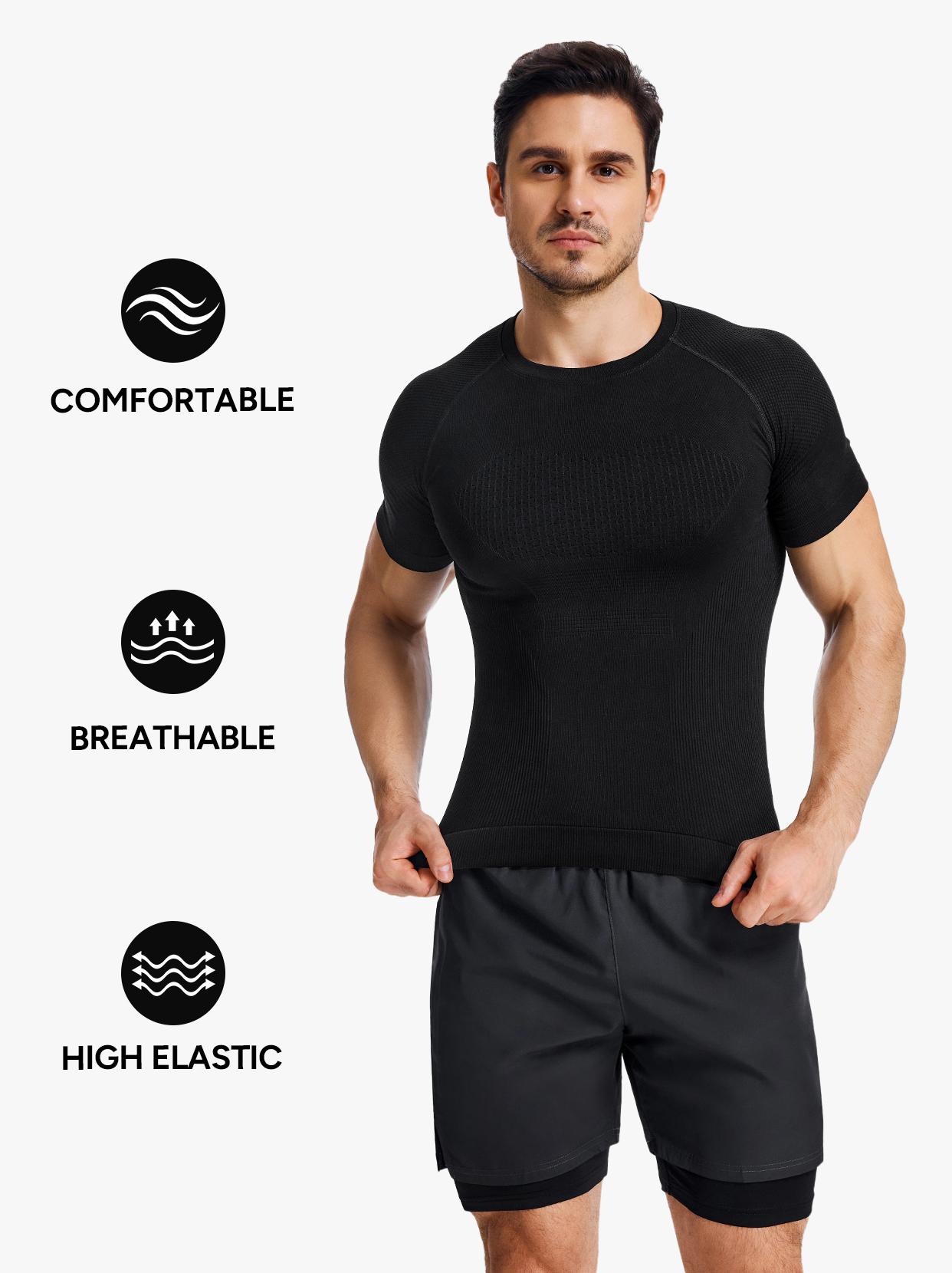 Nebility Men's Compression Shirts Cool Dry Short Sleeve Baselayer Athletic Workout T Shirts Activewear Fitness Rash Guard Clothing Shapewear Nebility Men's Compression Shirts Cool Dry Short Sleeve Baselayer Athletic Workout T Shirts Activewear Fitness Rash Guard Clothing Shapewear