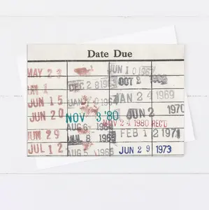 Library Book Due Date Blank Notecard Set Envelopes Stationery Box 10 Cards 4x6 Inches Clear Lid Storage Box