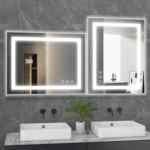 【Deal】LED Bathroom Vanity Mirror for Wall with Double Front and Back Light, Anti-Fog, Shatter-Proof, Dimmable, Tempered Glass, Memory Function