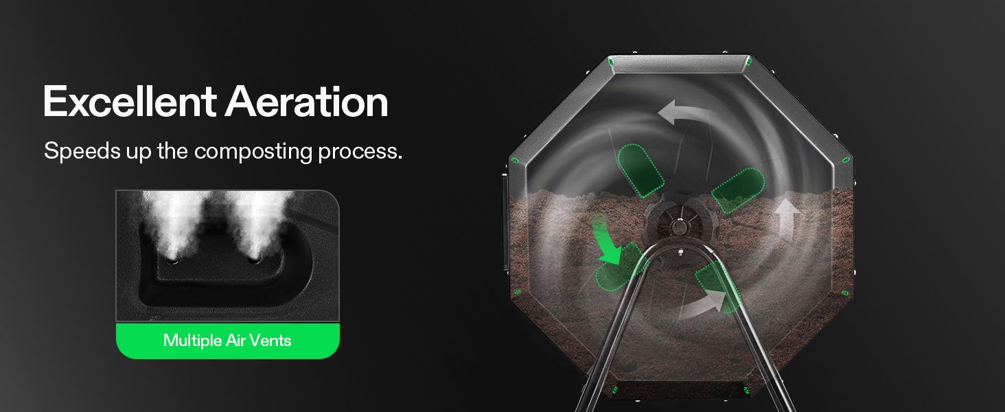 VIVOSUN Outdoor Tumbling Composter Dual Rotating Batch Compost Bin, 43 Gallon Black Door VIVOSUN Outdoor Tumbling Composter Dual Rotating Batch Compost Bin, 43 Gallon Black Door