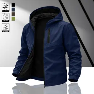 Men's windproof and durable jacket, casual and comfortable in style, with a hat, zipper, long sleeved design and pockets, suitable for hiking, jogging, cycling, outdoor fitness and various sports. Coats Stylish