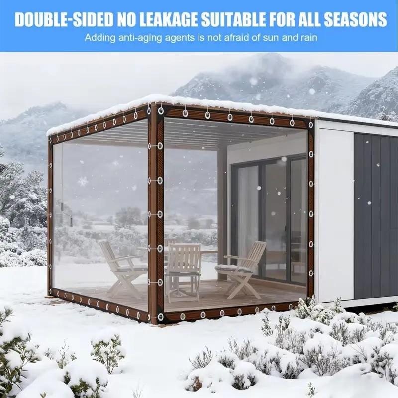 Heavy-Duty Clear PE Waterproof Tarp Transparent Poly Tarpaulin with Reinforced Metal Grommets, UV Resistant Mildew Proof Snowproof for Greenhouse Garden Patio Porch Terrace Car Cover Canopies Outdoor Camping Plant Protection