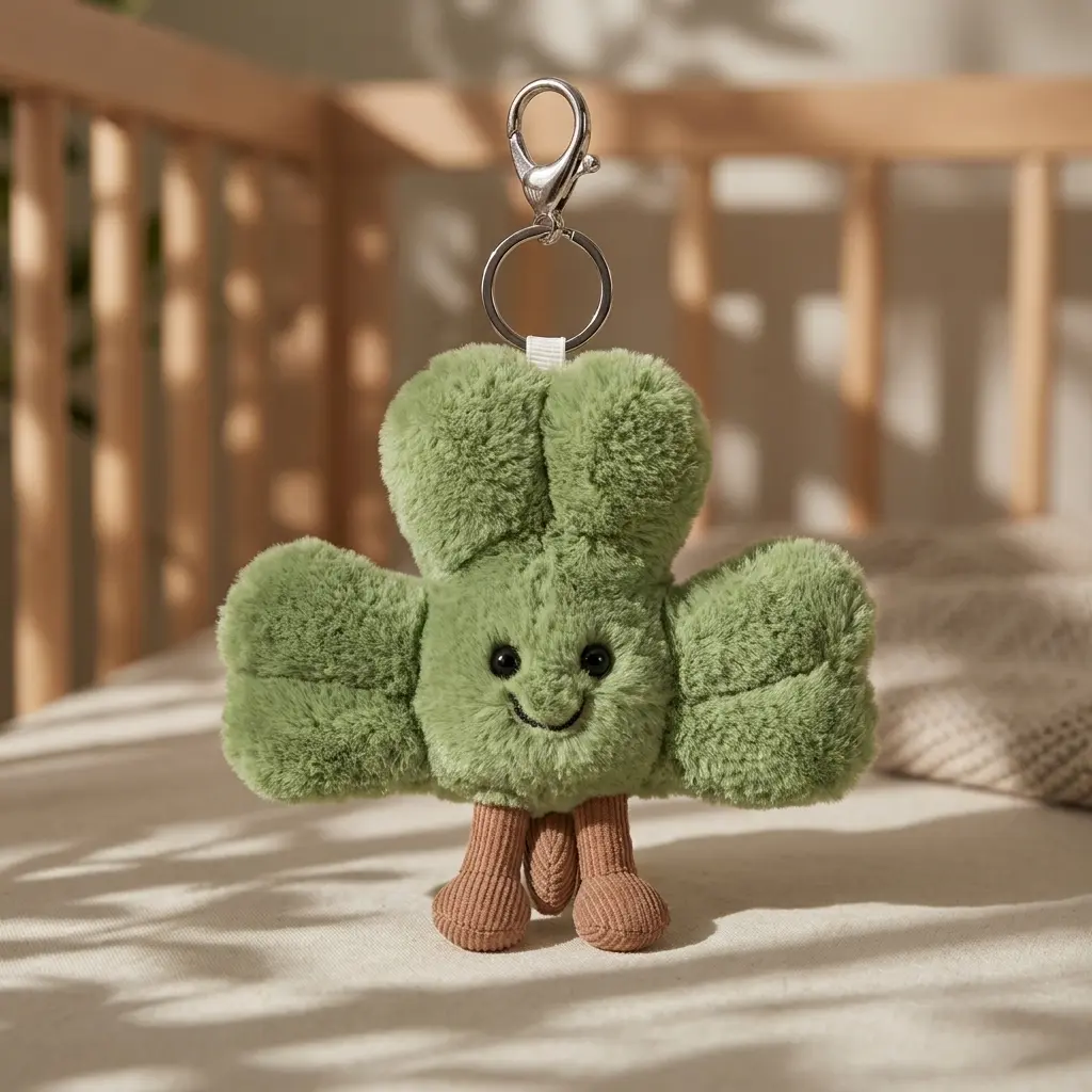 Jellycat Amuseables Siofra Shamrock Bag Charm – Cute Plush Vegetable Keychain for Backpacks, Totes & Everyday Accessories