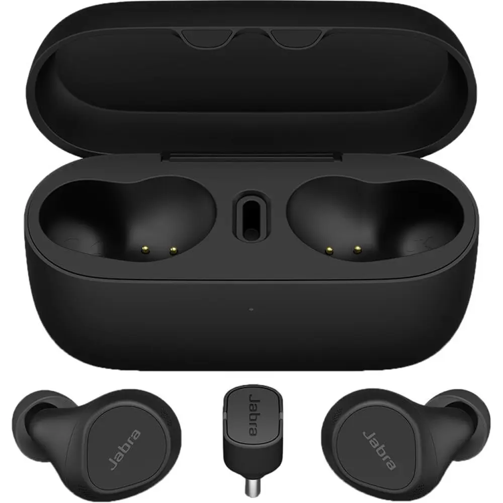 Jabra Evolve2 Buds In-Ear Electronic Wireless Earbuds with Active Noise Cancellation, USB-C UC Compatibility, USB-C Bluetooth Dongle, High-Quality Audio