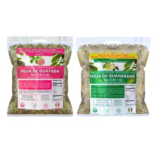 Viral Duo Herbal Tea Bundle - Graviola Soursop Guanabana Leaf + Guava Leaf 5oz (141g) Each - Premium Whole Sun Dried  Leaves - Calidad Premium, 100% All Natural Delicious Fresh Tea | From Mexico | Premium Wildcrafted.