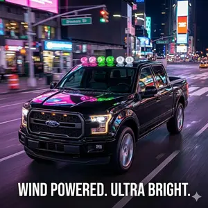 Wind Powered Car LED Warning Lights - 2 Pack Universal Turbine Air Flow Decorative Lamps, No Wiring Battery-Free Wireless External Lights for Cars, Trucks, SUVs - Sakura Pink, Neon Green, Polar White