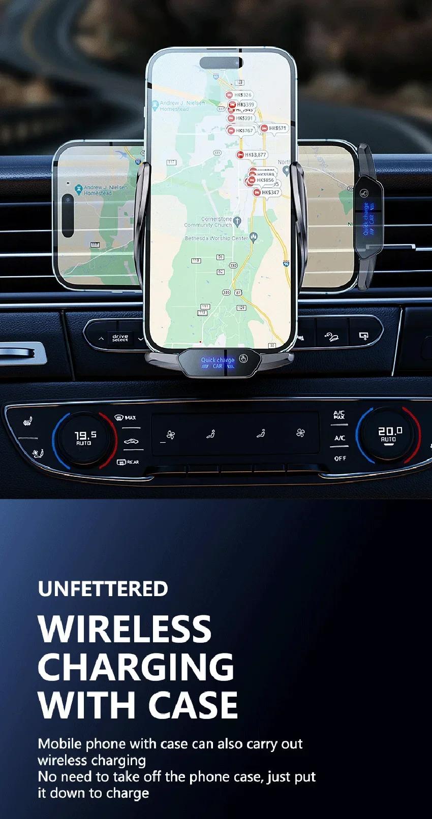 Car phone holder infrared sensing  intelligent rhythm wireless charging can jump according to the sound waves Add rhythmic color light function to move with music car  Accessories Automatic Mount Retractable Stand Adjustable Cellphone Clip