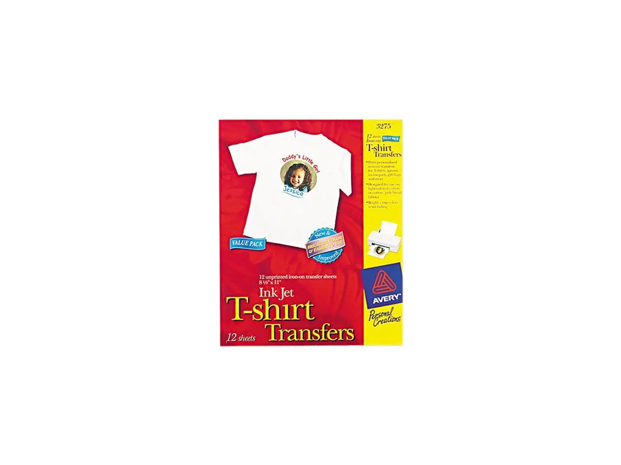 Avery Light T-Shirt Transfers, 8-1/2" x 11", 12 Transfers (3275)