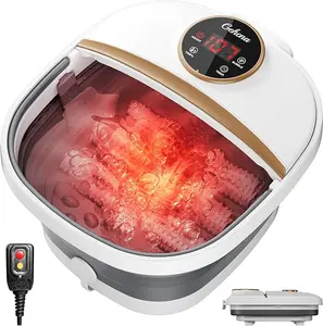 Gehona Foldable Foot Spa Bath Tub with Heating, Massage Rollers, Timer, Bubble Function, and Temperature Control, for Foot Care and Foot Baths