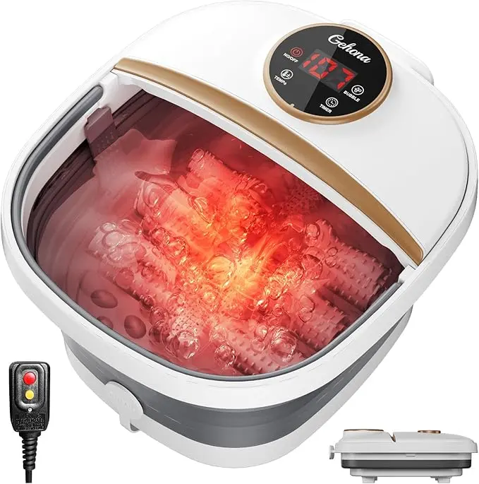 Summervibes Gehona Foldable Foot Spa Bath Tub with Heating, Massage Rollers, Timer, Bubble Function, and Temperature Control, for Foot Care and Foot Baths