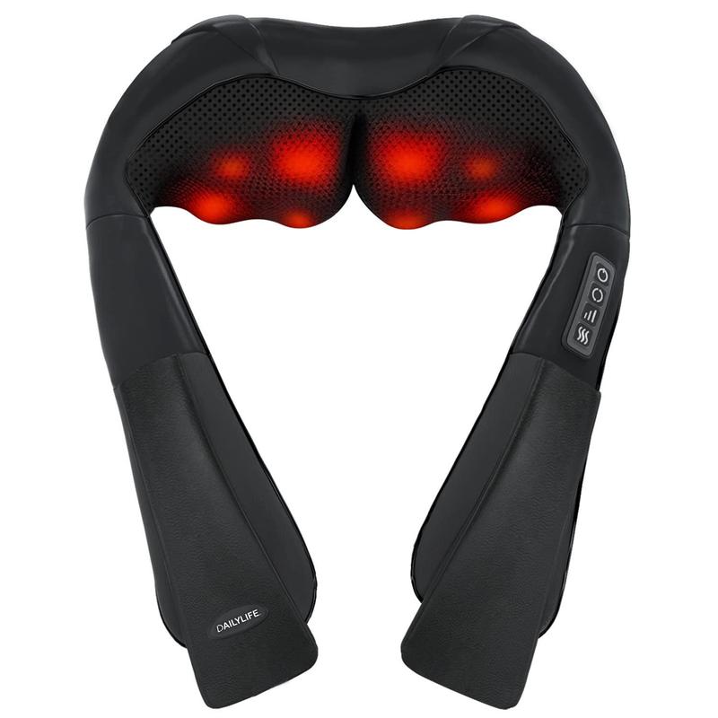 Shiatsu Neck & Back Massager Electric Shoulder Massager Car Neck Massage Pillow for Neck Shoulder Back Leg & Foot Massage 8 3D Nodes 3 Speed 2 Direction Black Gift