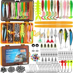 PLUSINNO 137-Pc Fishing Tackle Kit – Lures, Hooks & Weights with Storage Box for Bass & Freshwater