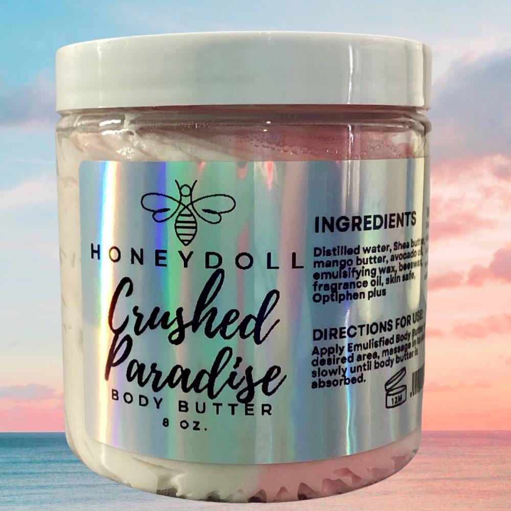 Honeydoll New Crushed Paradise Body Butter - Pineapple Upside Down Cake - Fruity O’s - Unicorn Fairy - Choose Your Scent - Body Butter, 8 oz - Blend