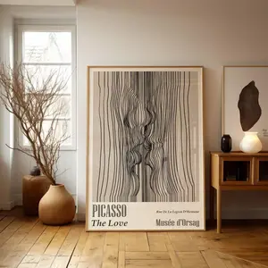 Abstract Picasso Line Drawing The Love Art Print, Neutral Picasso Poster, Mid Century Modern Gallery Wall, Minimalist Wall Art