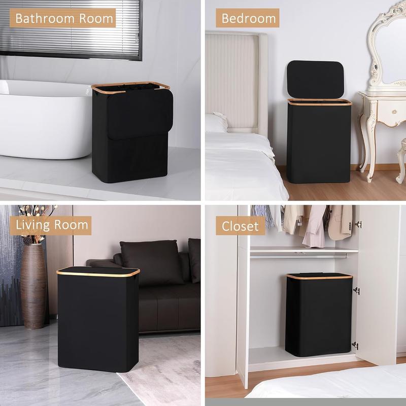 Extra Large 160L Laundry Hamper with Lid | 3-Section, Sturdy Handle | Home Dirty Clothes Organizer