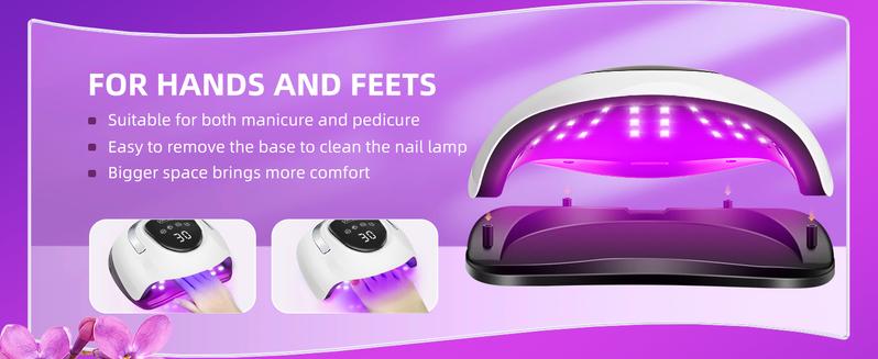 LadyMisty 268W UV LED Nail Lamp, Professional Nail Polish Curing Lamp with 4 Timers, Automatic Sensing Nail Art Tools, 57 Lamp Beads, For Home Salon