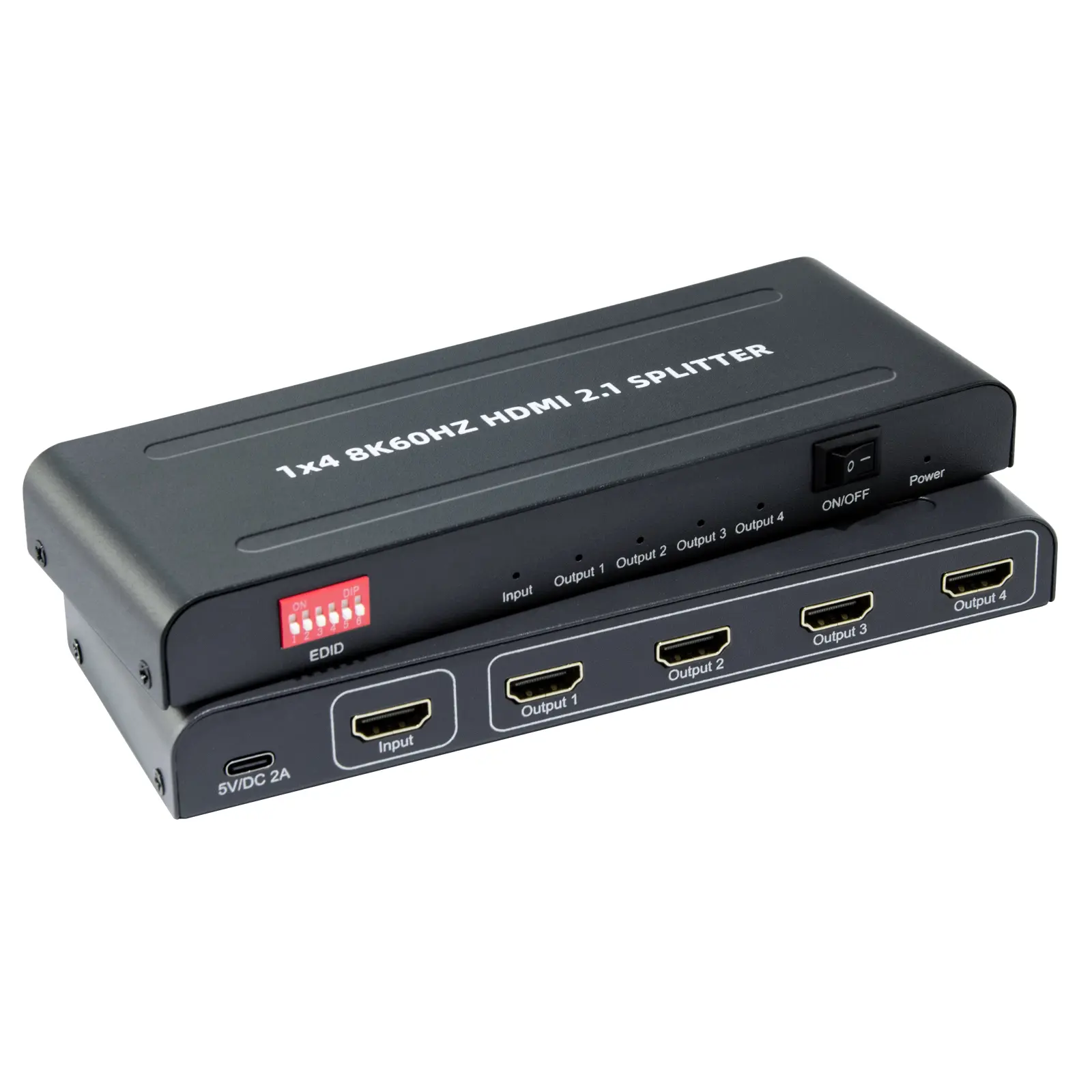 HDMI Splitter 1 In 4 Out, HDMI2.1, 8K@60HZ, 48gbps, Full 3D, Multi Screen Display, HDCP2.3, Retail Display, Meeting Room, Showroom, Home Theater, Plug And Play, Local  Stock