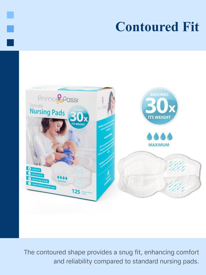 Primo Passi Disposable Nursing Pads, Breastfeeding Pads ultra absorbent, 125 Pack