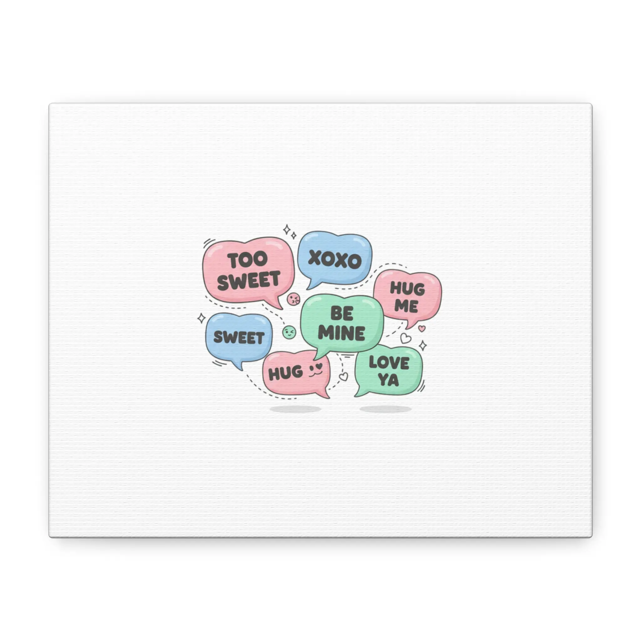 Candy Heart Conversation Hearts Canvas, Valentine Typography, Mini Sticker Pattern