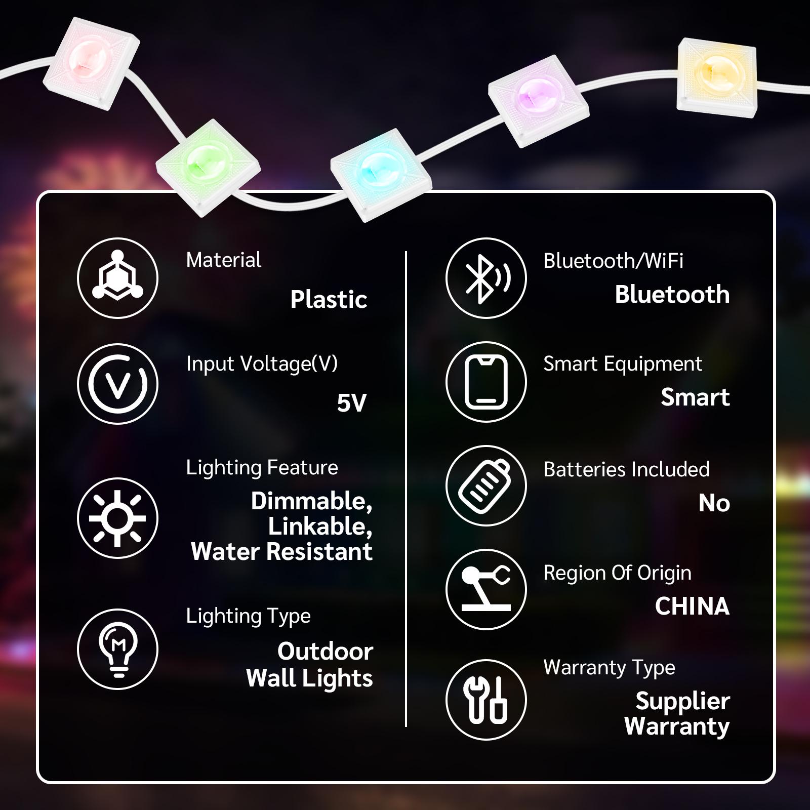 HYPERLITE Smart Outdoor Eaves Lights RGB IC Color Changing IP68 Waterproof LED Strip with App and Remote Control Roof Lighting Dimmable Energy Saving Timer Mode Music Sync Adjustable Brightness for DIY Home Decor SpringGlowUp