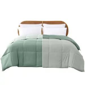 Modern Threads Soft Reversible Down Alternative Comforter - Breathable 100% Polyester, Anti-Allergic Flat Weave, Machine Washable Microfibre - Ivy & Sage, Twin, Queen, King Sizes