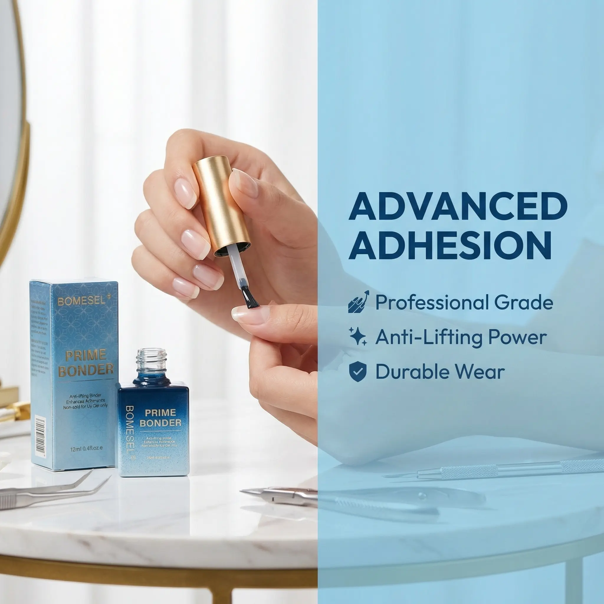Prime Bonder Liquid for UV Gel Nails, Acid-Free Primer for Advanced Adhesion, Air Dry Formula for Professional & Home Use, 15ml, Enhanced Adhesion, Lifting Binder, Bottle, Manicure, Cosmetic, Diy Nails At Home, Gel X At Home