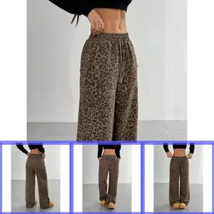 Women'sLeopardPrintWideLegPants,CasualComfyTrousersforDailyWear,LadiesBottomsforAllSeasons,Homewear,WomenswearCanbepairedwithwomen'swindbreakersandraincoatsGift