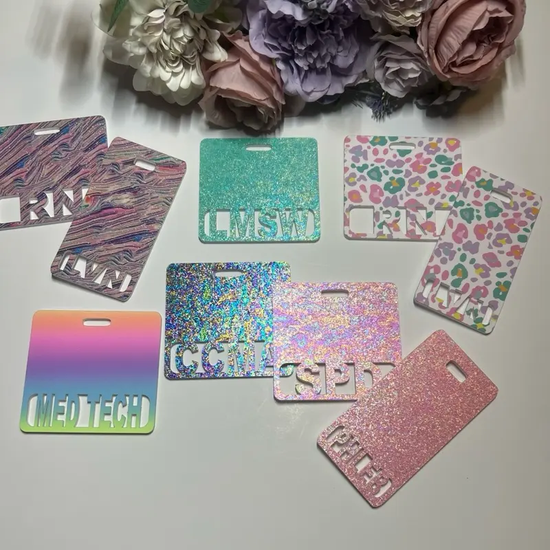 Badge Buddies in Sparkle + Swirl! Horizontal & Vertical Options. Medical professional ID card | RN | phleb | MA | CNA | tech. badge holder great gift