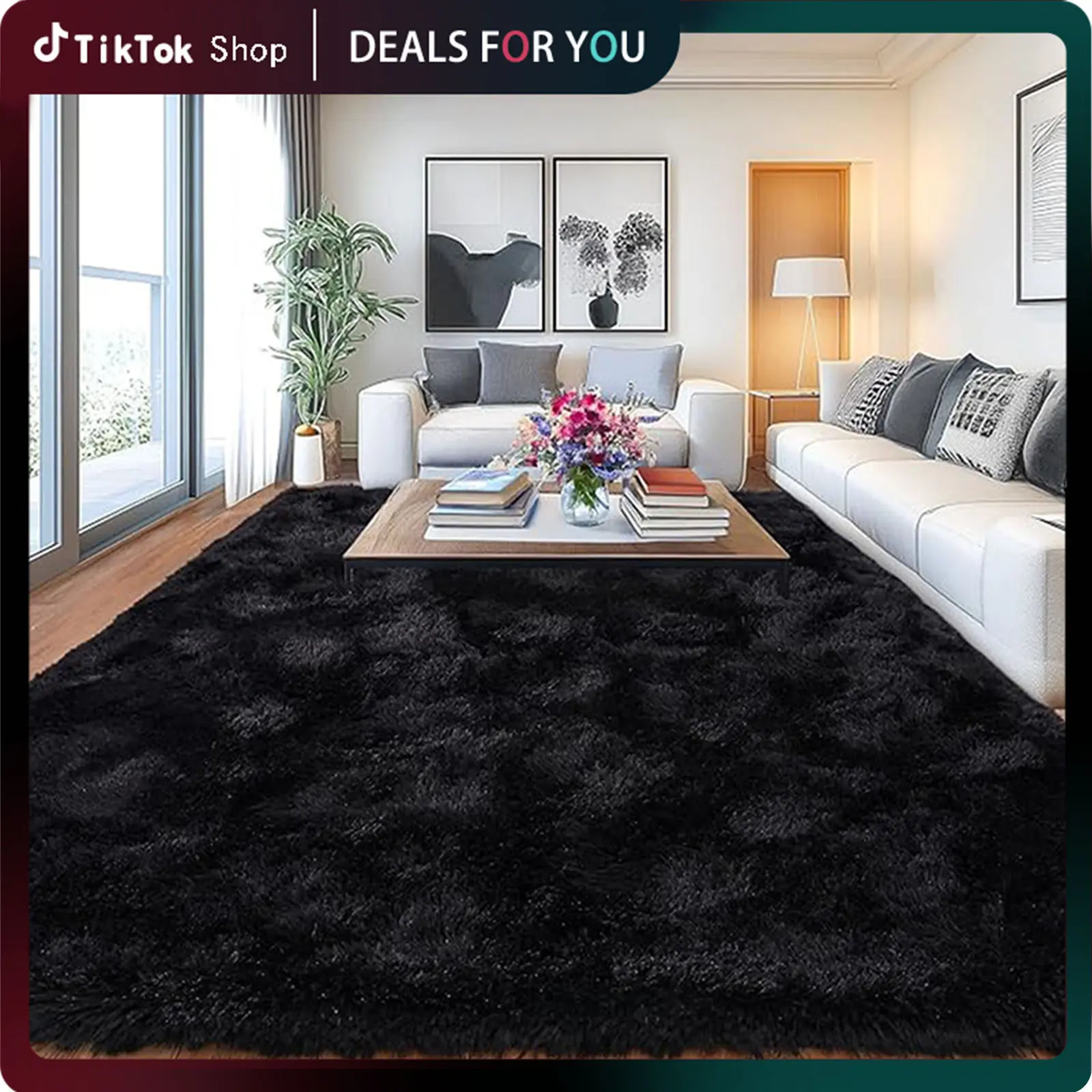 【Back to School】MUGORN Multi-Size 3-Layer Super Soft Shaggy Fuzzy Rug, Modern Minimalist, Hand-Washable, Modern Shaggy Rug for Bedroom, Dorm Room Decor, Home Furnishings rugs for living room carpet,dorm essentials,home decor,home essentials