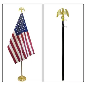 8ft Black Aluminum Flag Pole with Eagle Top, Bald Eagle Flagpole