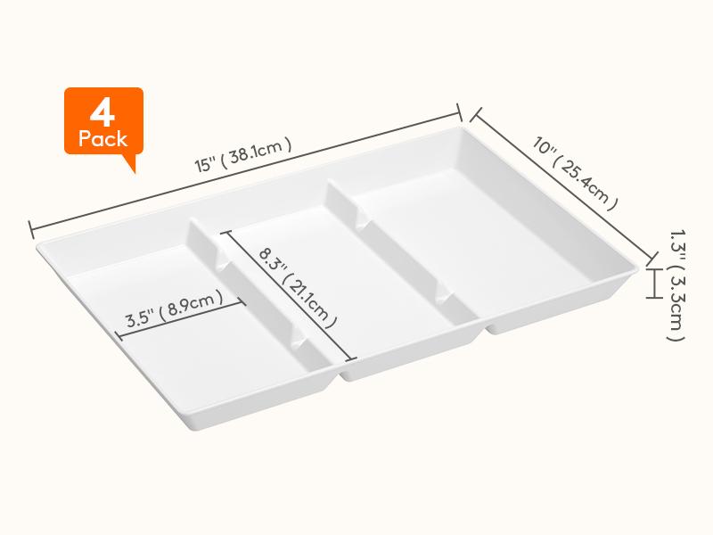 Lifewit Divided Serving Tray, Reusable Plastic Platter for Veggies, Snacks, Fruits, Cookies, and Desserts. Ideal for Parties and Kitchen