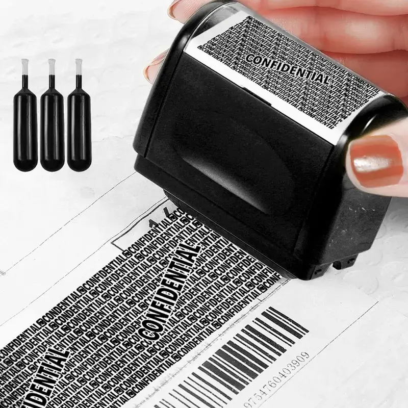 Privacy Roller Identity Guard Stamp with Extra Ink Refill, Reusable Repeating Pattern Security Stamp, Over 10,000+ Marking Lines, Durable Home Office Stationery, Ideal Summer Gift
