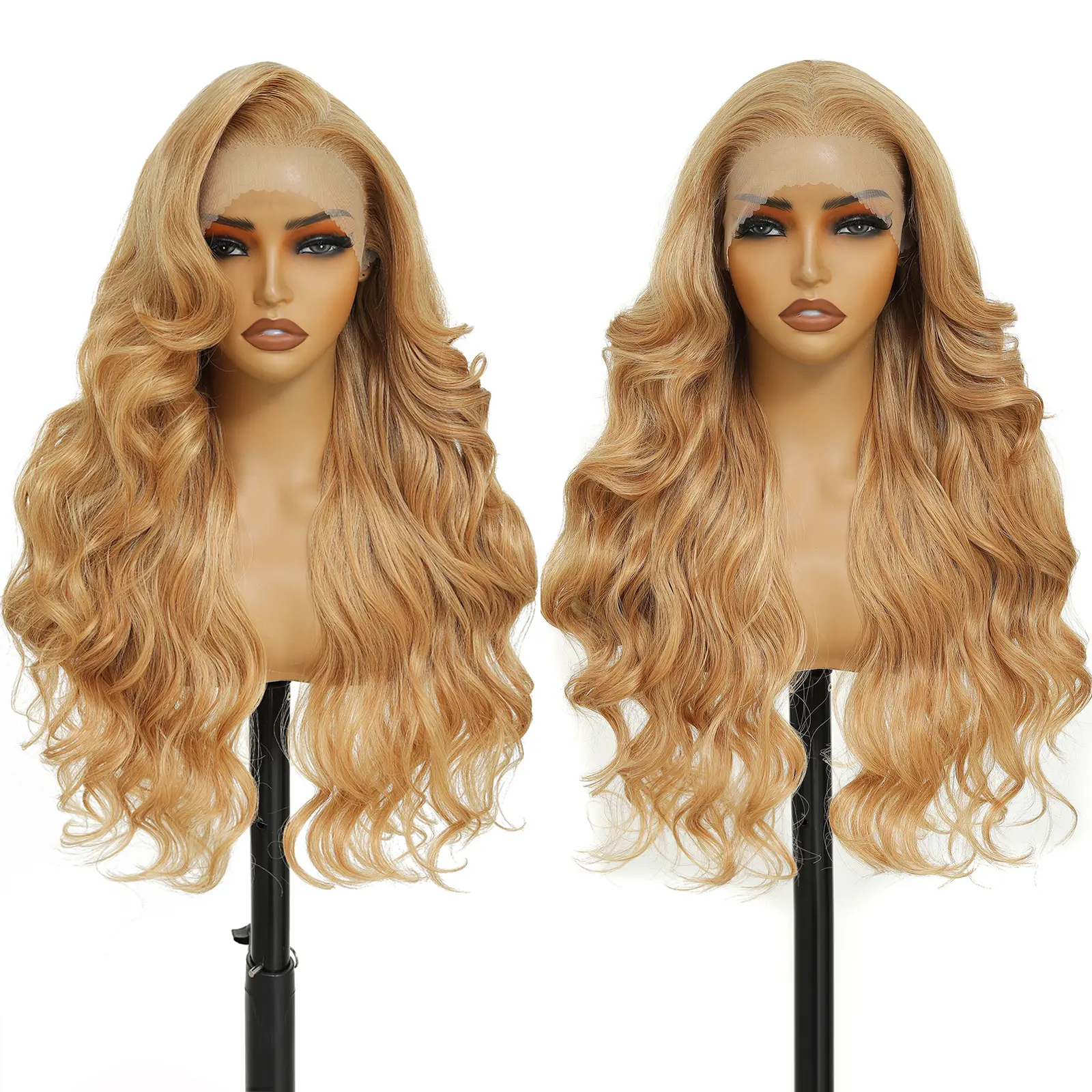 FABÉLLE Wavy Synthetic Free Part 13×6 Lace Front Wigs 26Inch Body Wave  Wigs Cap Design with Narural Preplucked Hairline for Women Lace Frontal Wigs   Glueless   Wear and Go   Heat Resistant Wigs