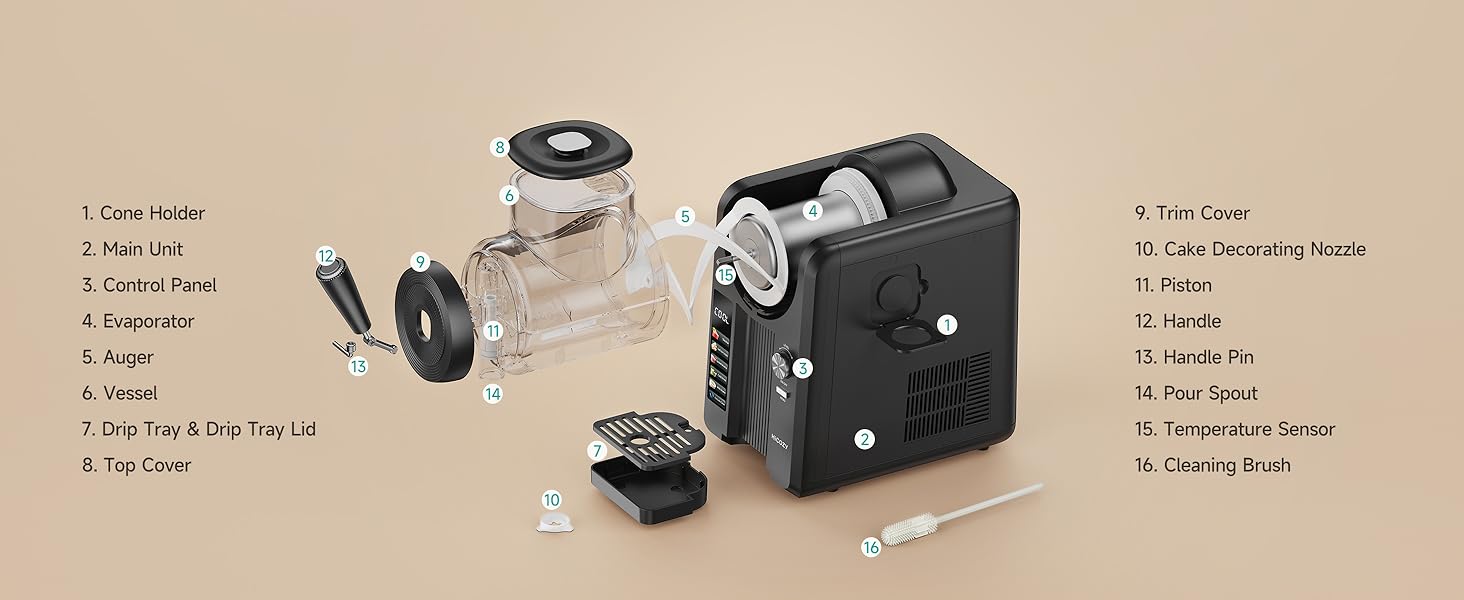 [New Year Gift] HiCOZY F3 Slushie Machine & Ice Cream Maker, Slushy Machine for Home, No Ice Needed, Self-Cleaning, 5 Presets for Soft Ice Cream, Spiked Slushie, Cold Drink, Milk Shake, and More