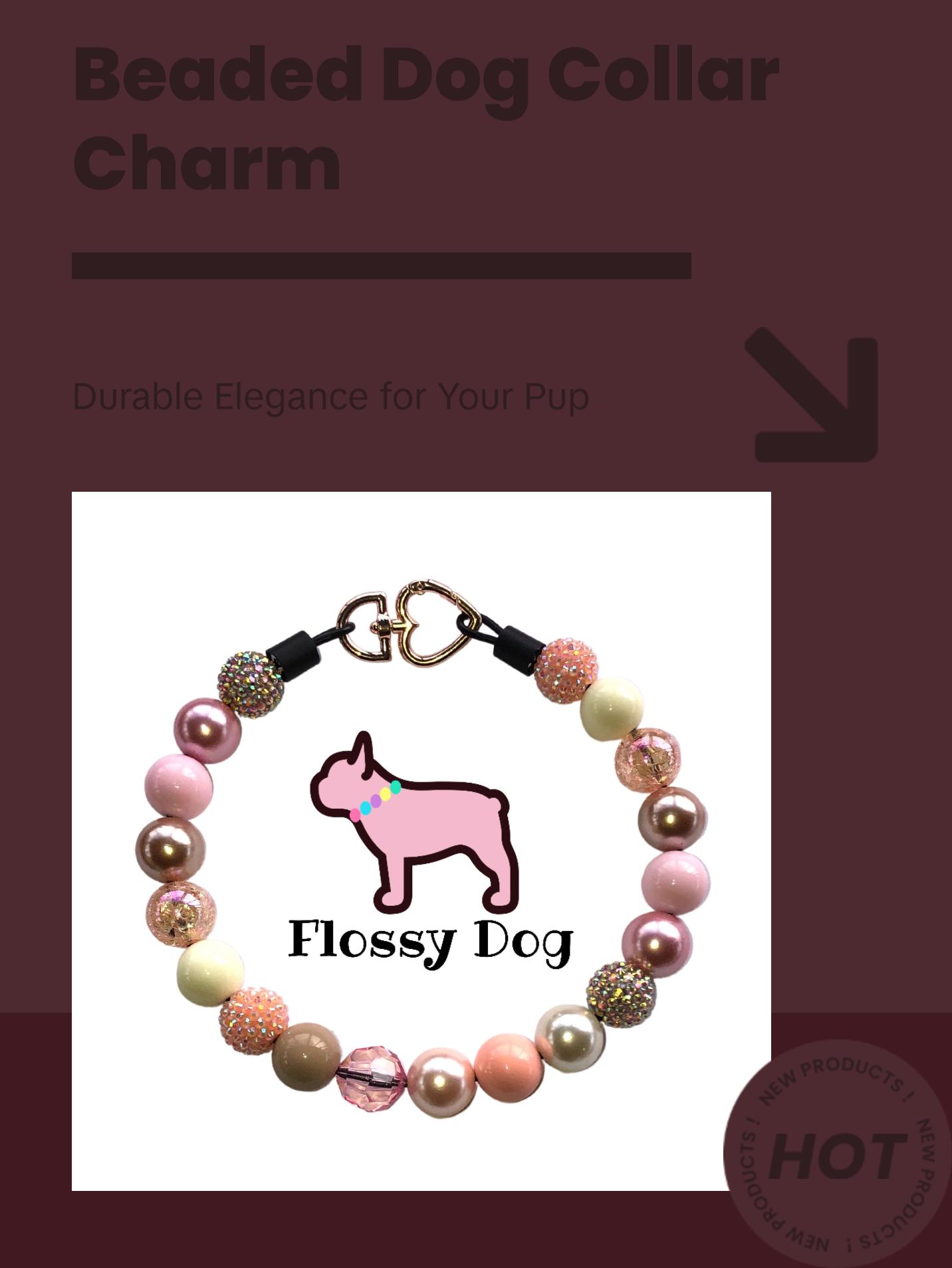 Champagne Cupcakes Beaded Dog Collar | Durable Pearl Dog Necklace | Custom Jewelry for Dogs | Wedding Dog Pearls | Bead Collar