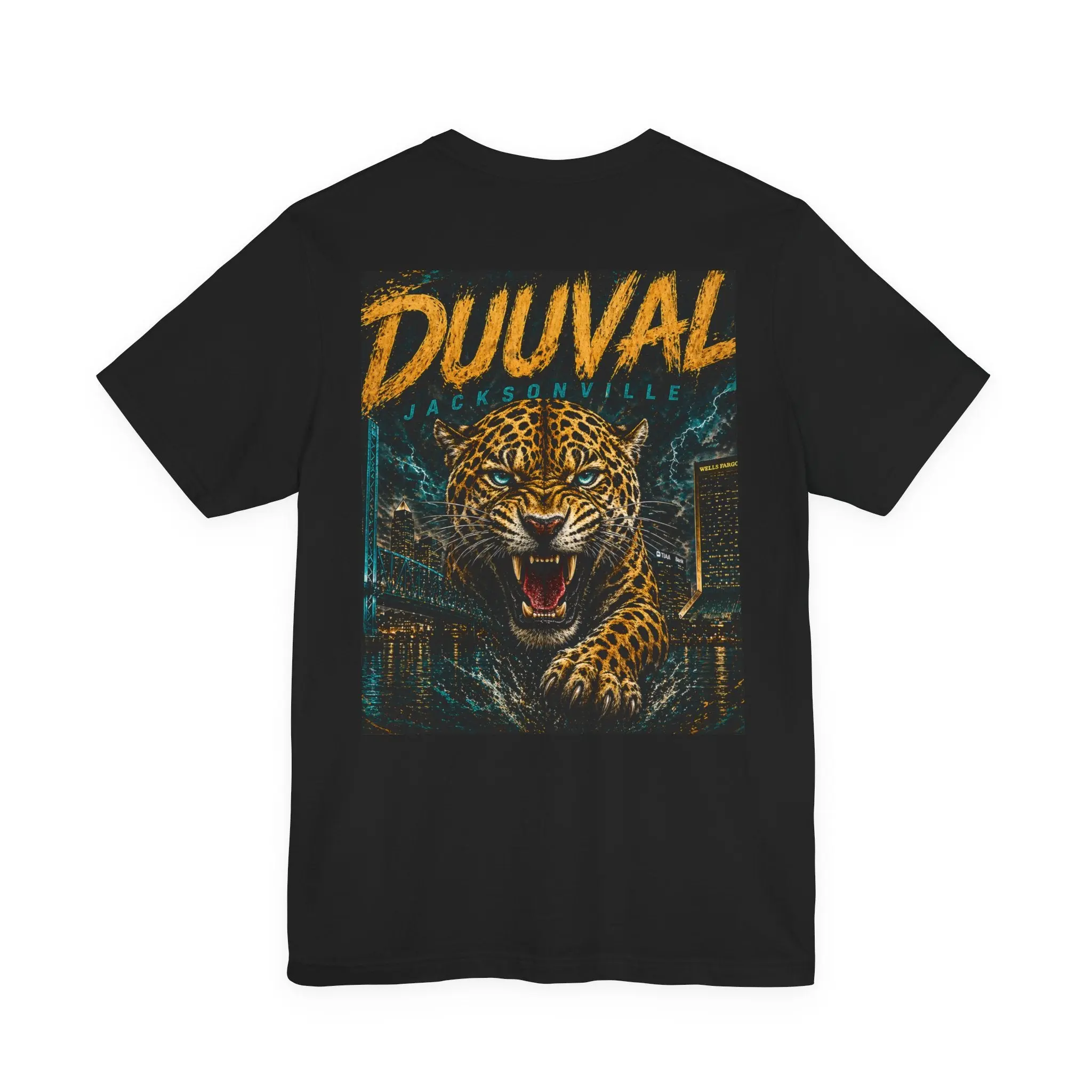 Jacksonville DUUVAL Graphic Tshirt, Unisex Casual Soft Cotton Top with Front and Back Jaguar Print for Football Game Day, Shortsleeve, Tops, Streetwear, Menswear