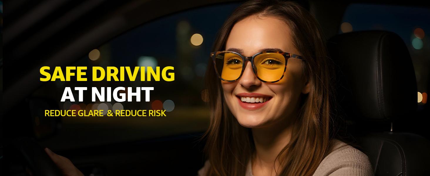 【Night Drivng Glasses】Myiaur Polarized Night Vision Glasses for Women, Anti Glare Driving Vision Glasses with Yellow Lens, UV400 Protection