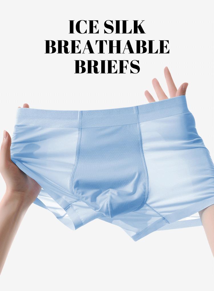 3-Pack Men's Ice Silk Boxer Briefs – Ultra Thin Cooling Breathable Underwear, Soft Stretch Comfortable Boxers for Everyday Wear