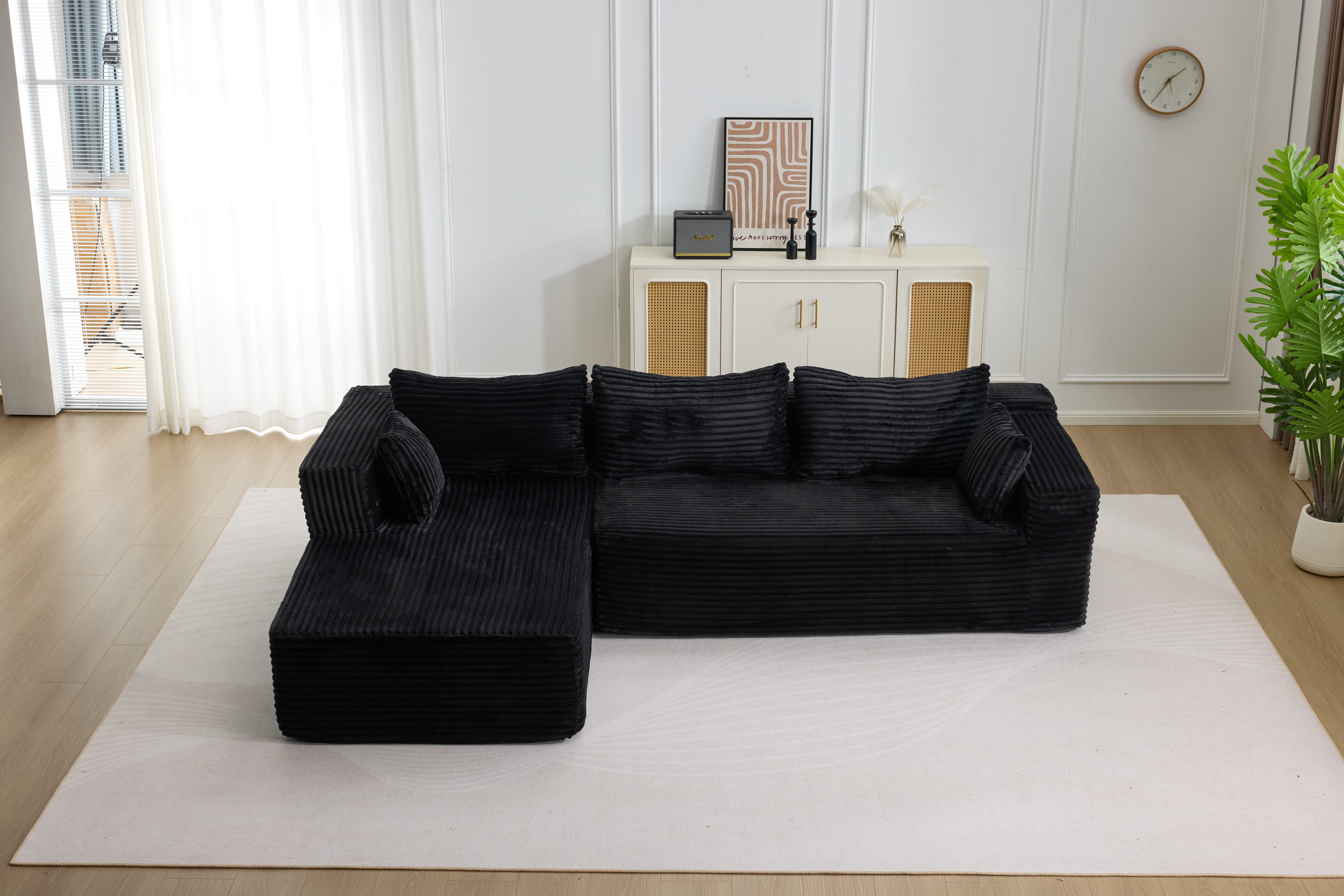 【U-shape: 3 Packages!L-shape: 2 Packages】 137.8“ Cloud Modular Sectional Sofa Couch U-Shape Chaise Corduroy Fabric No Assembly Required for Living Room Bedroom 【U-shape: 3 Packages!L-shape: 2 Packages】 137.8“ Cloud Modular Sectional Sofa Couch U-Shape Chaise Corduroy Fabric No Assembly Required for Living Room Bedroom