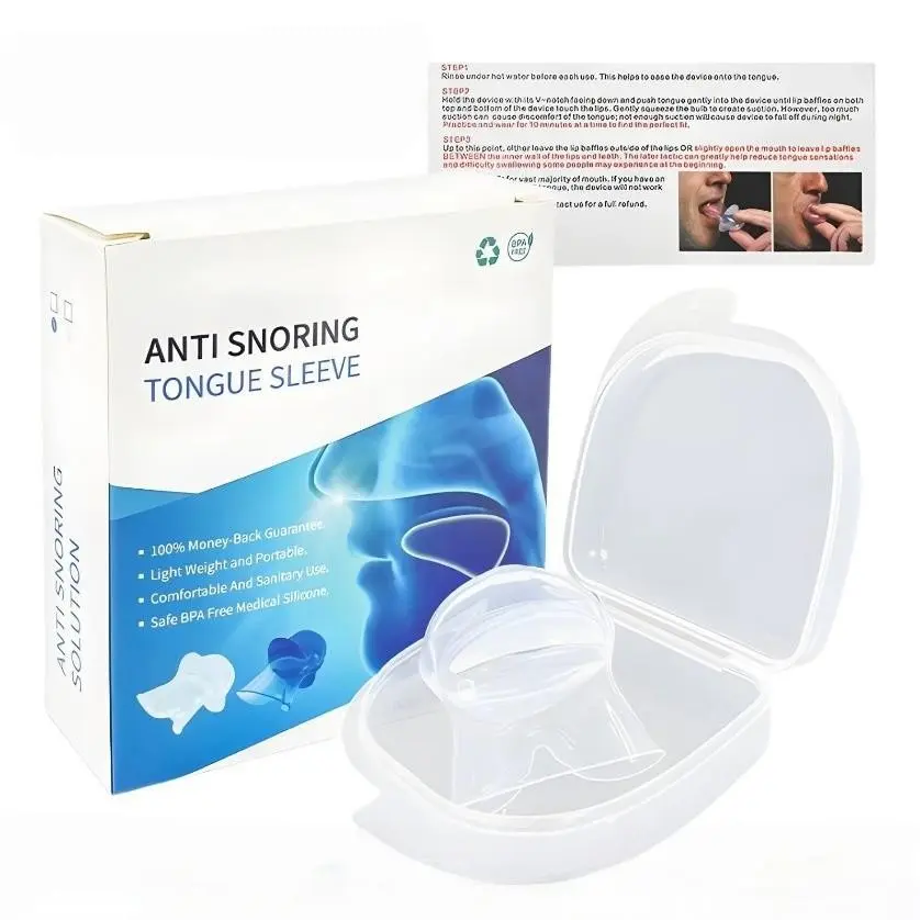 New Anti-Snoring Tongue Guard Mouthpiece Silicone Nasal Snore Stopper Breathing Aid Sleep Apnea Relief Device, Comfortable & Effective Snoring Solution