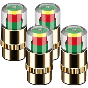 8Pcs Car Tire Pressure Monitor Valve Stem Caps, 2.4Bar 36 PSI Tire Pressure Sensor Indicator Easy to Read 3 Color Eye Alert for Most Car Truck SUV, Gold