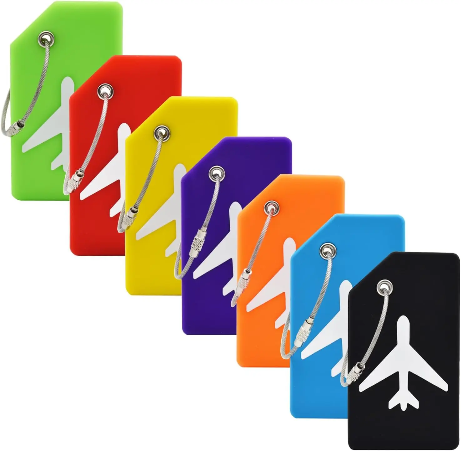 7-Pack Silicone Luggage Tags for Suitcases, TSA-Approved, Waterproof, with Name ID Card, Privacy Protection, Versatile Travel Accessory (Multicolor)
