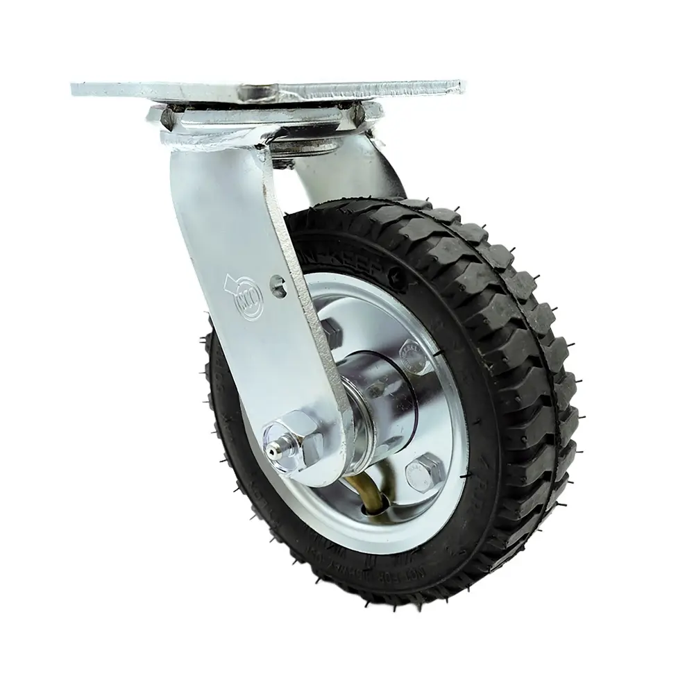 6 Inch Swivel Pneumatic Caster - Black Rubber Wheel - Heavy Duty Caster - 250 lbs. Capacity/Caster - Service Caster Brand