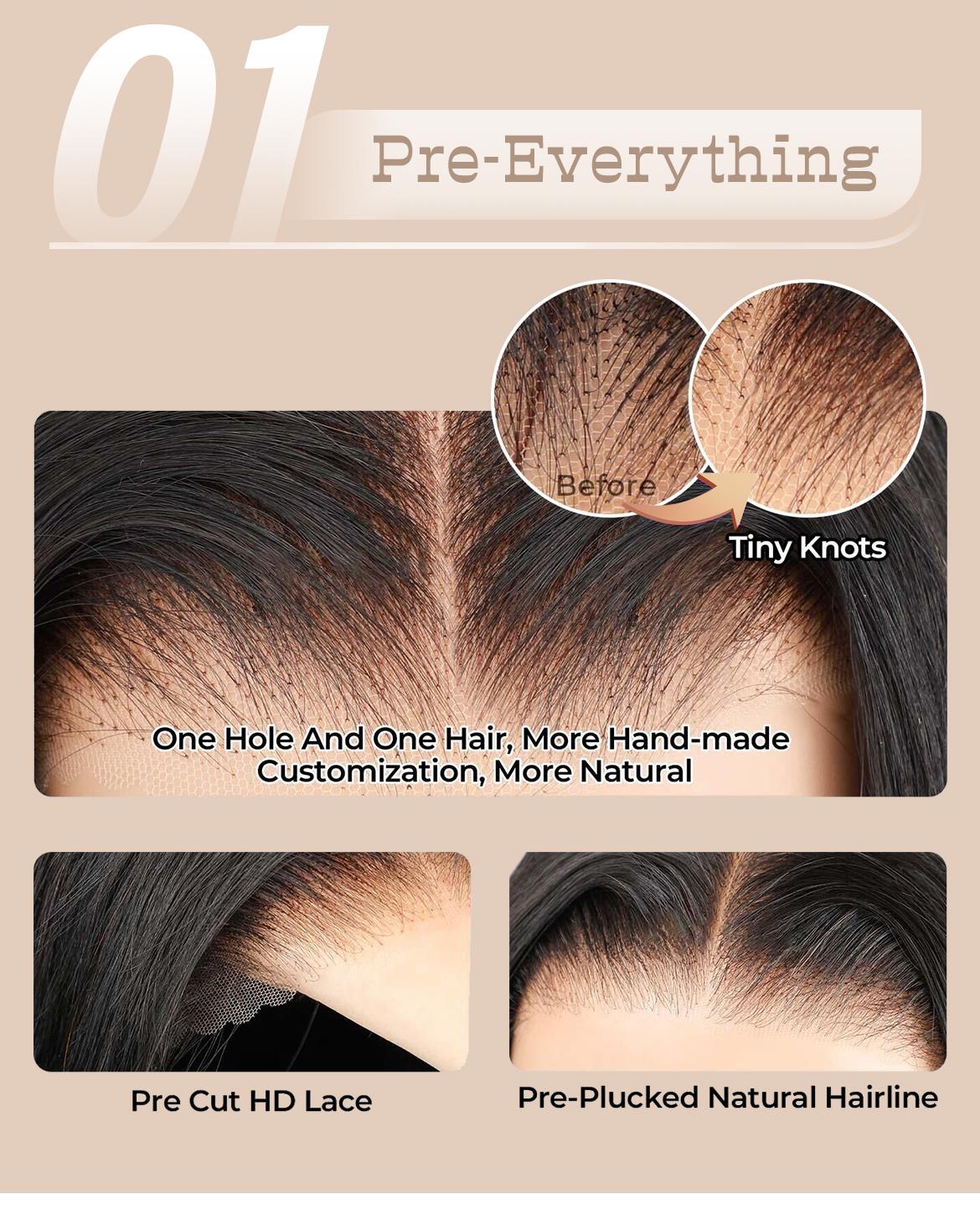 Wavymy Hair M-Cap 9x6 Lace Wear Go Glueless Ocean Wave Pre-bleached Wigs 180% Density