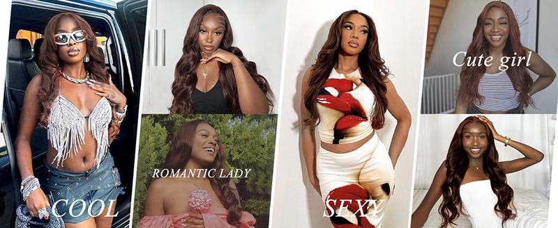 Chocolate Brown Lace Front Wig Human Hair Body Wave 13X6 HD Lace Frontal Wigs Pre Plucked 4# Brown Colored Human Hair Wigs For Women 180% Density