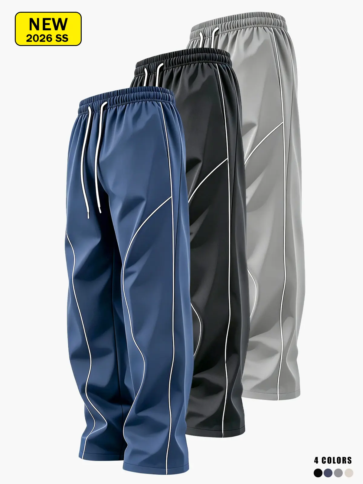 Men’s striped casual athletic long pants for spring and autumn, loose and comfortable, wrinkle-free and quick-drying